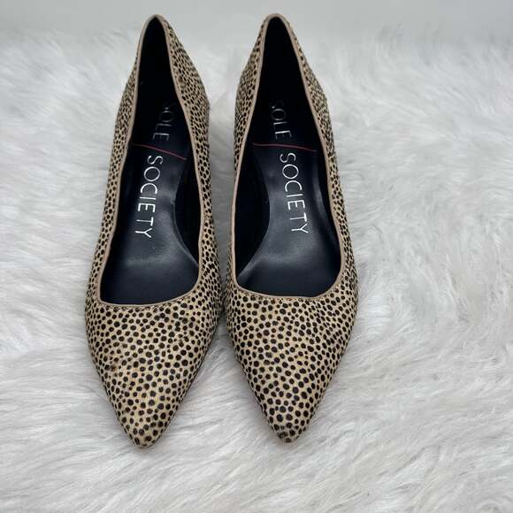 Sole Society Shoes - Sole Society Capra Cheetah Print Calf Hair Low Block Heel Pumps
